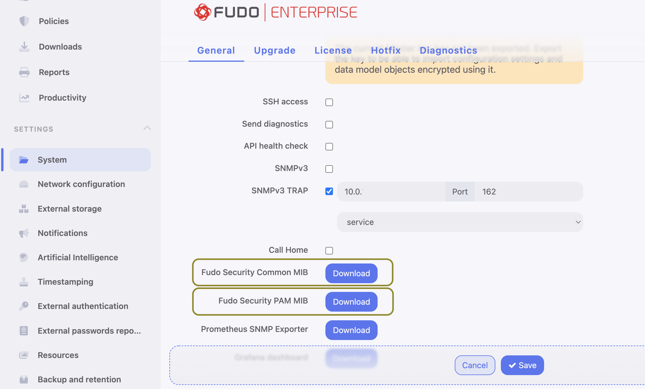 SNMP — Fudo Enterprise 5.5 - System Documentation