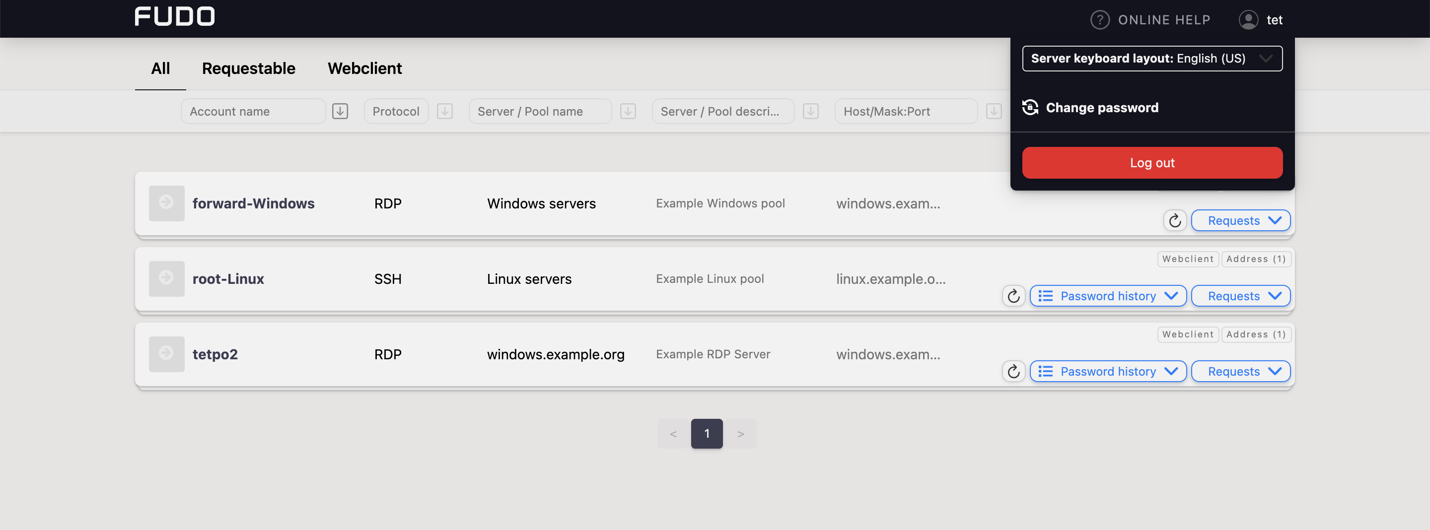 Change Password — Fudo Enterprise 5.6 - Access Gateway Documentation