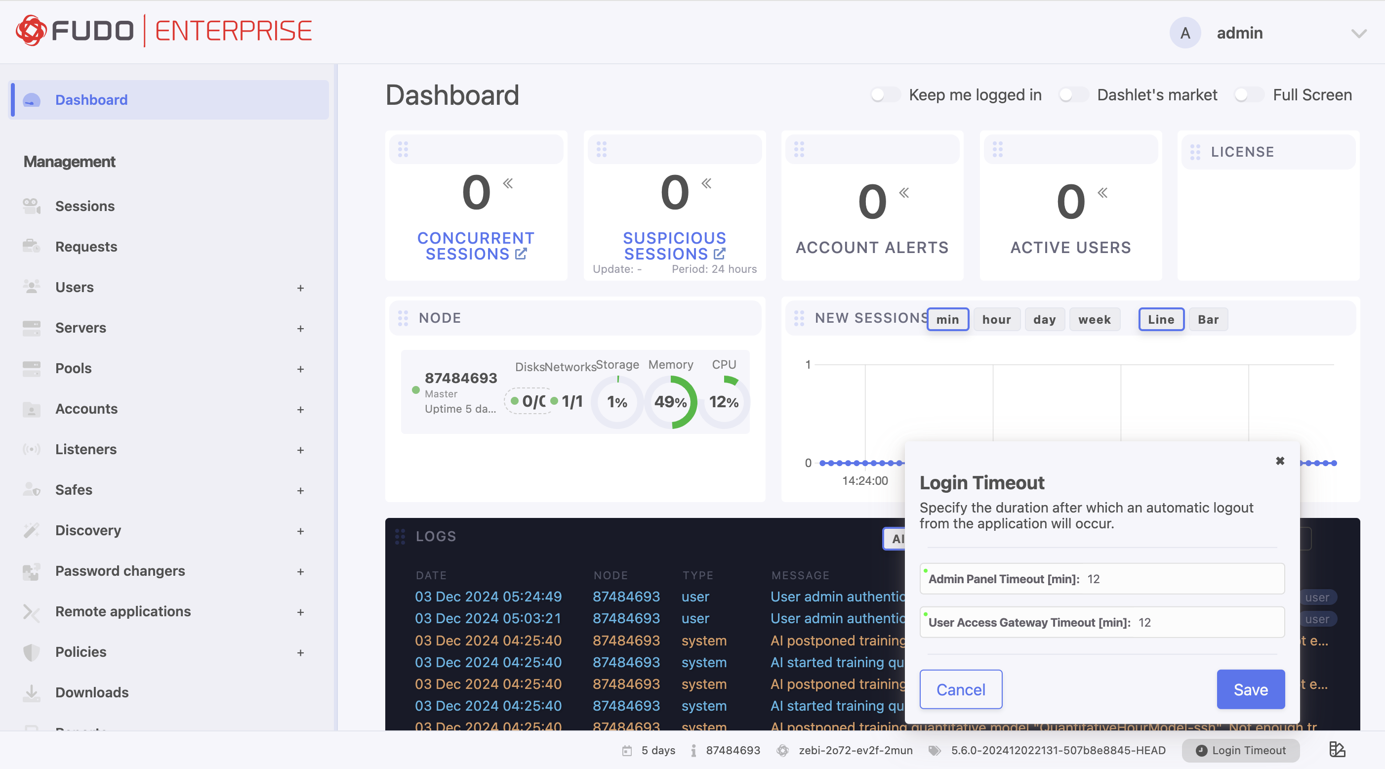 Timeout Dialog Box Login Timeout — Fudo Enterprise 6.0 - System Documentation