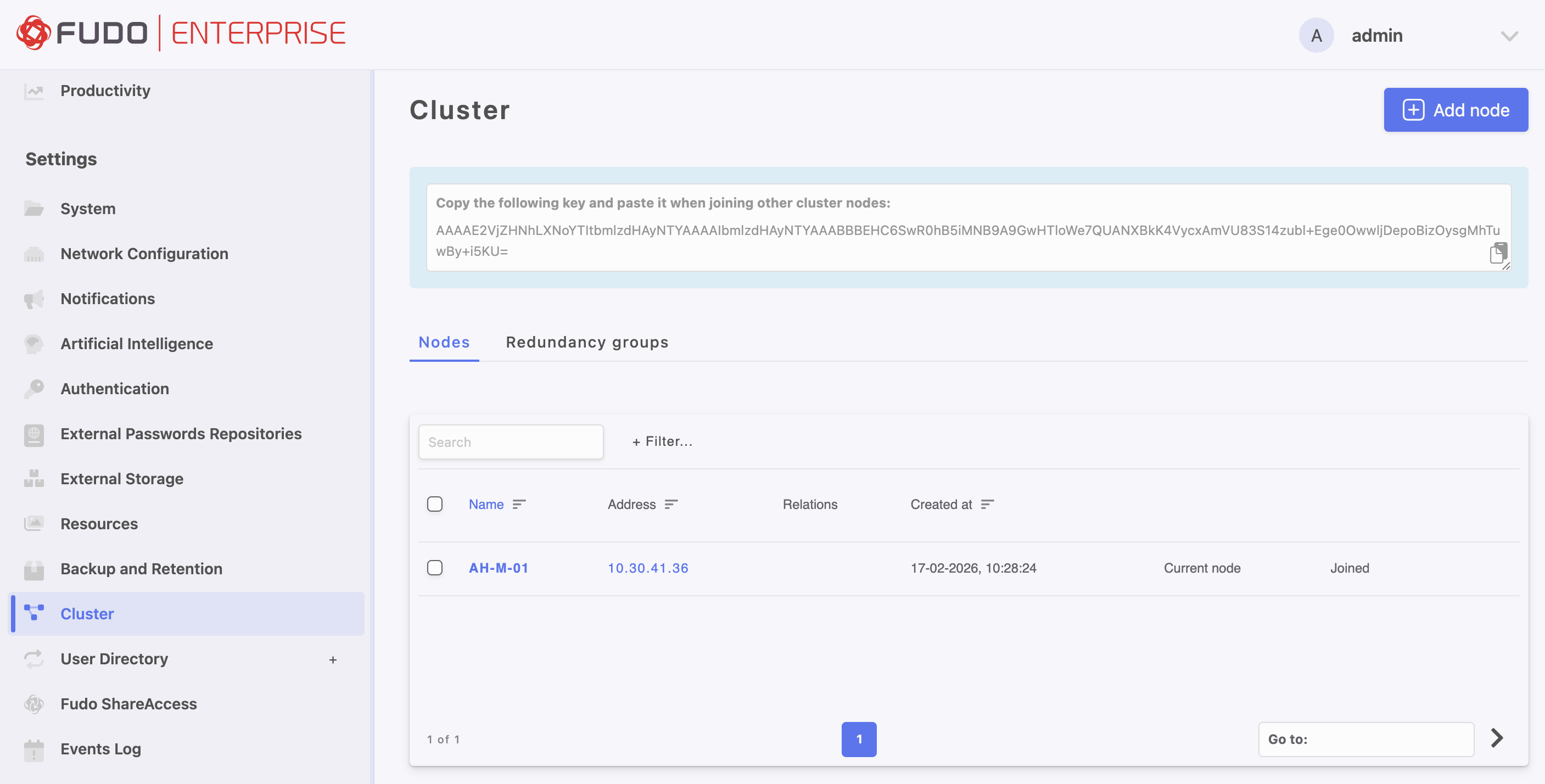 Adding Cluster Nodes — Fudo Enterprise 6.0 - System Documentation