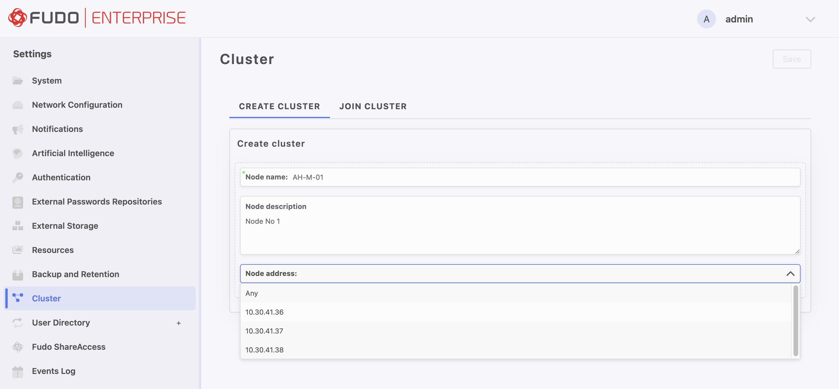 Cluster Initialization — Fudo Enterprise 6.0 - System Documentation