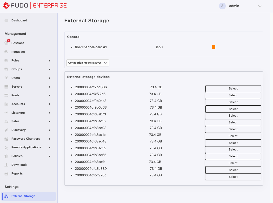 External Storage — Fudo Enterprise 6.0 - System Documentation