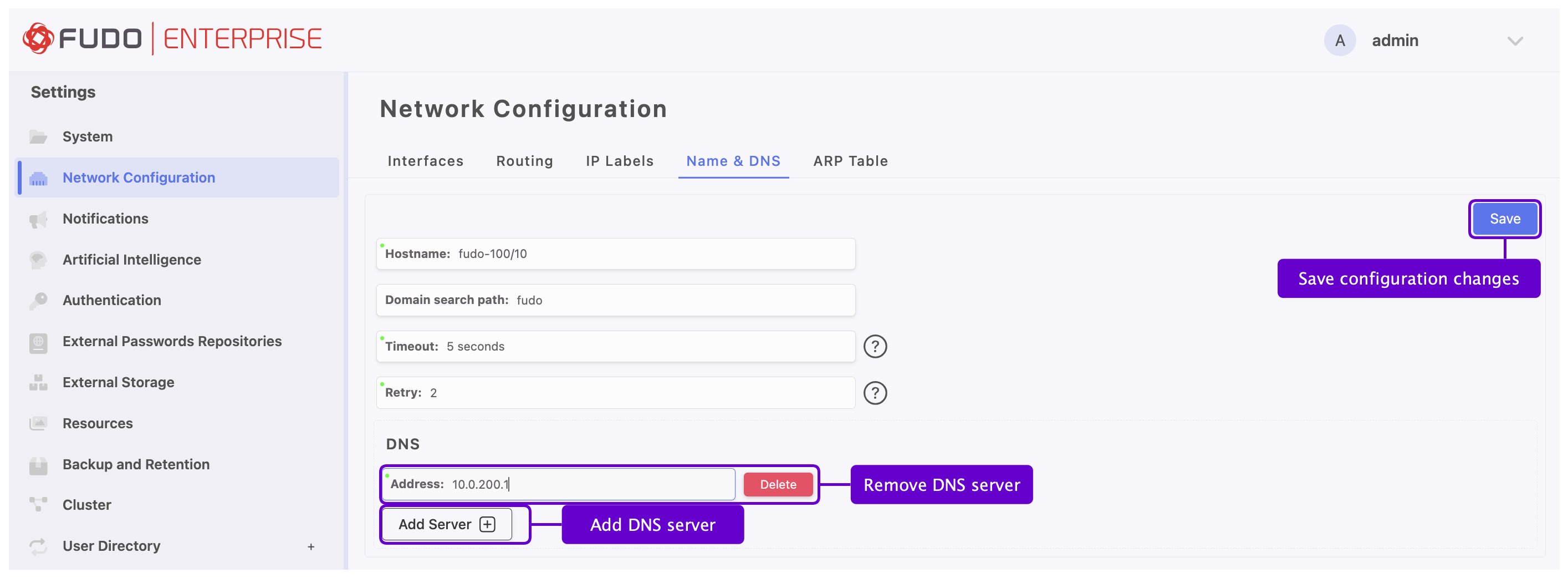 DNS Configuration — Fudo Enterprise 6.0 - System Documentation