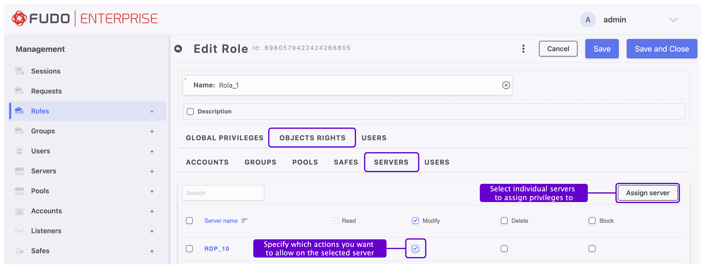 Creating Role — Fudo Enterprise 6.0 - System Documentation