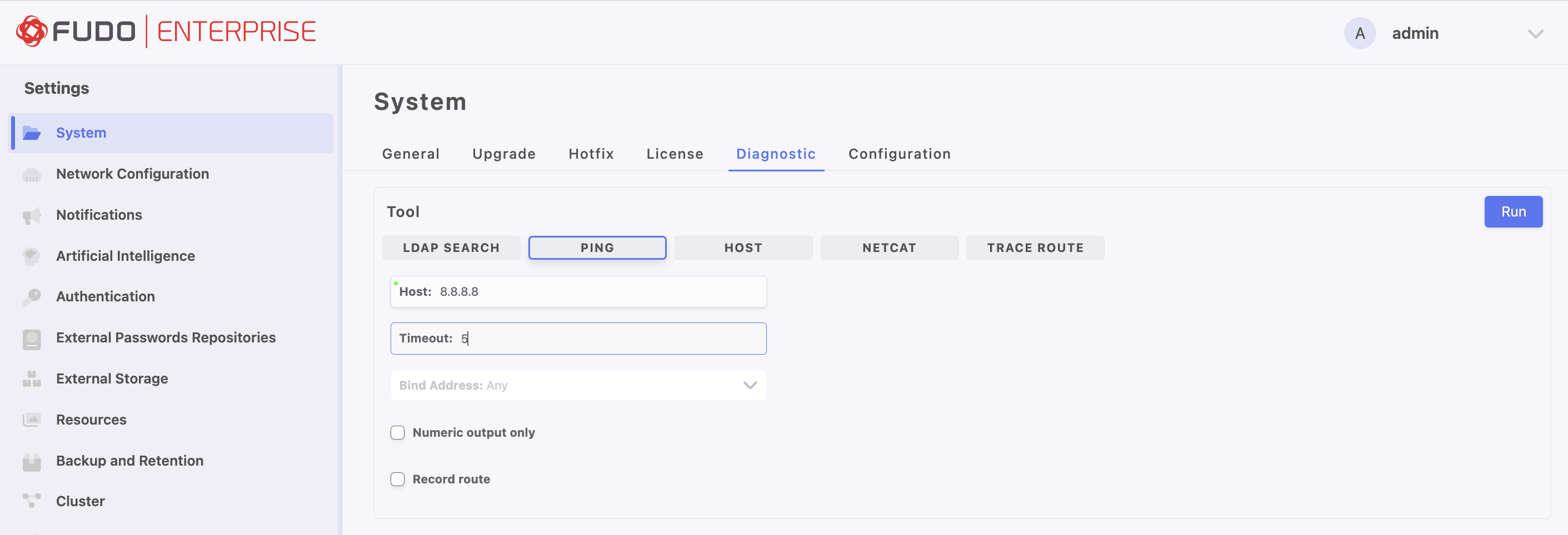 Diagnostics — Fudo Enterprise 6.0 - System Documentation