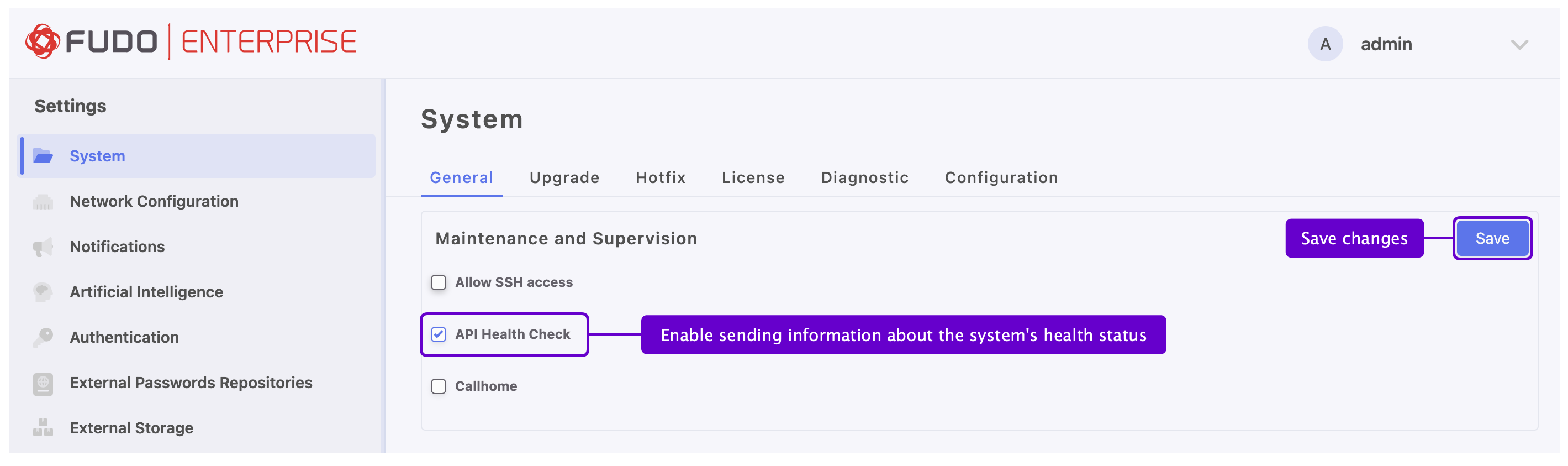 Health Check — Fudo Enterprise 6.0 - System Documentation