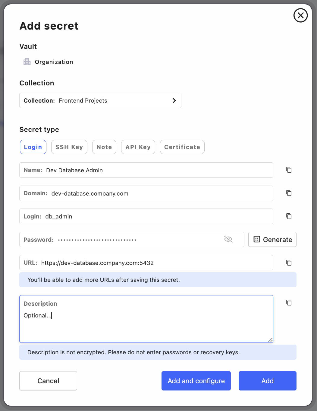 Creating Secrets — Fudo Enterprise 6.0 - System Documentation