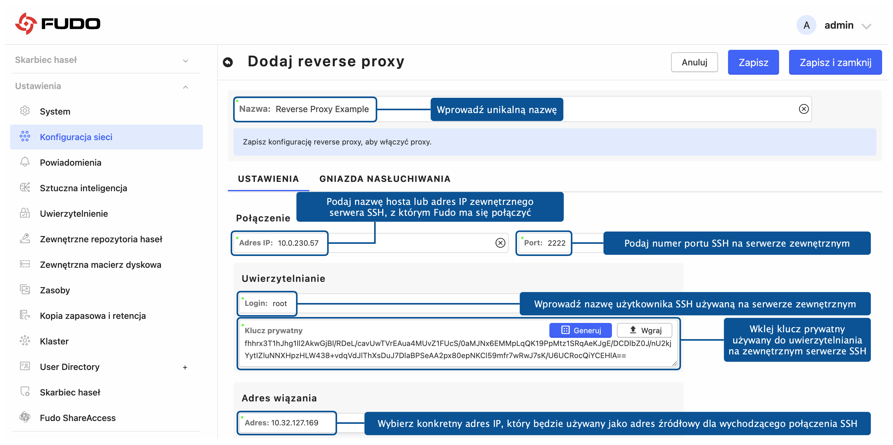 Reverse Proxy — Fudo Enterprise 6.1 - Dokumentacja Systemu